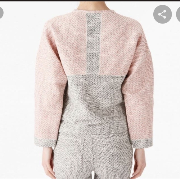 DEREK Lam 10 Crosby grey colour block tweed jacket blazer sz 0 - Picture 2 of 13